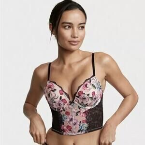 VICTORIA'S SECRET Womens Floral Secret Shine Strap Very Sexy Push Up Bra Top 34C